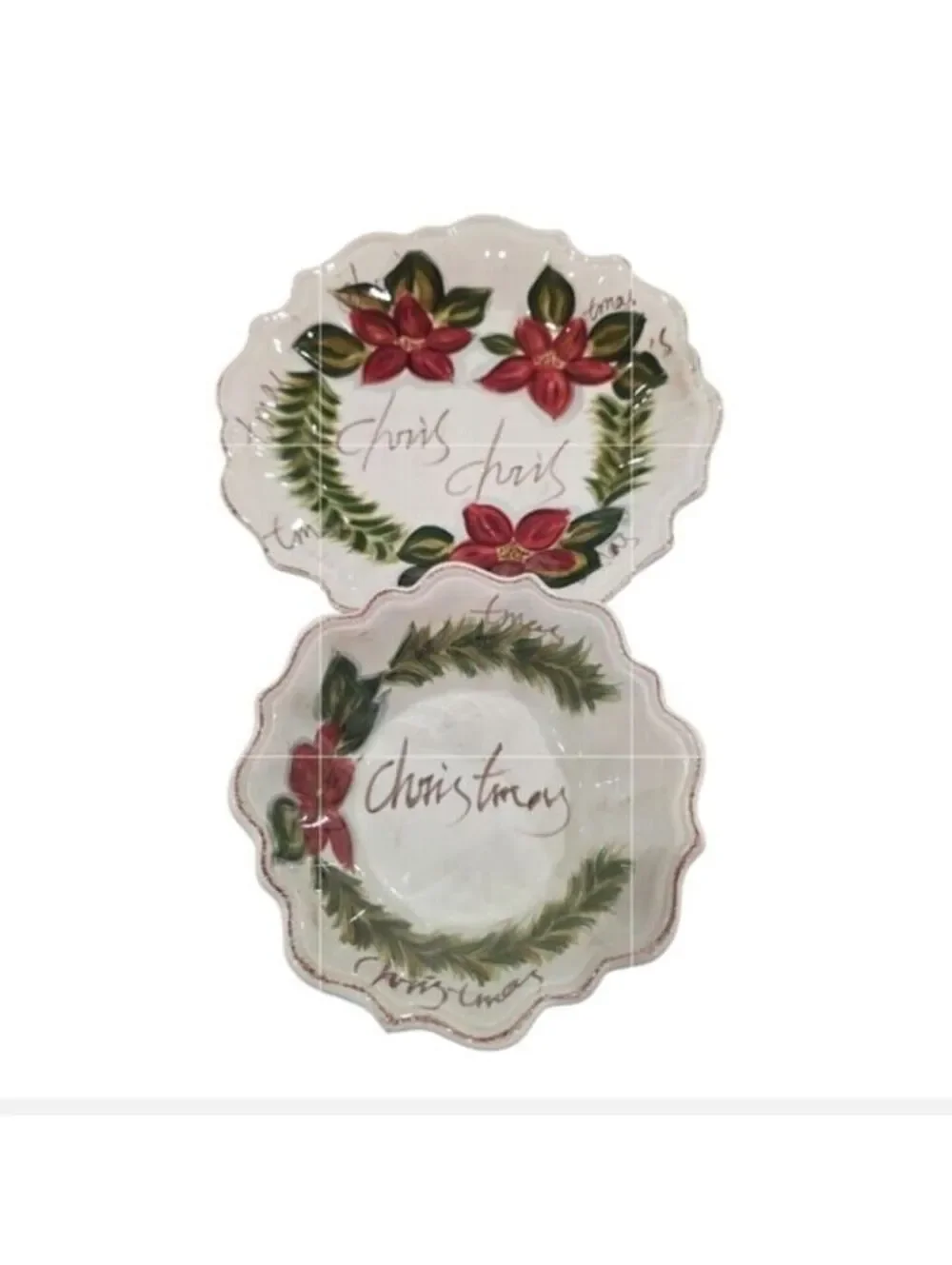 Tabletops Unlimited Linen N Things BOTANICAL CHRISTMAS Dinner Plate Bowl Holiday